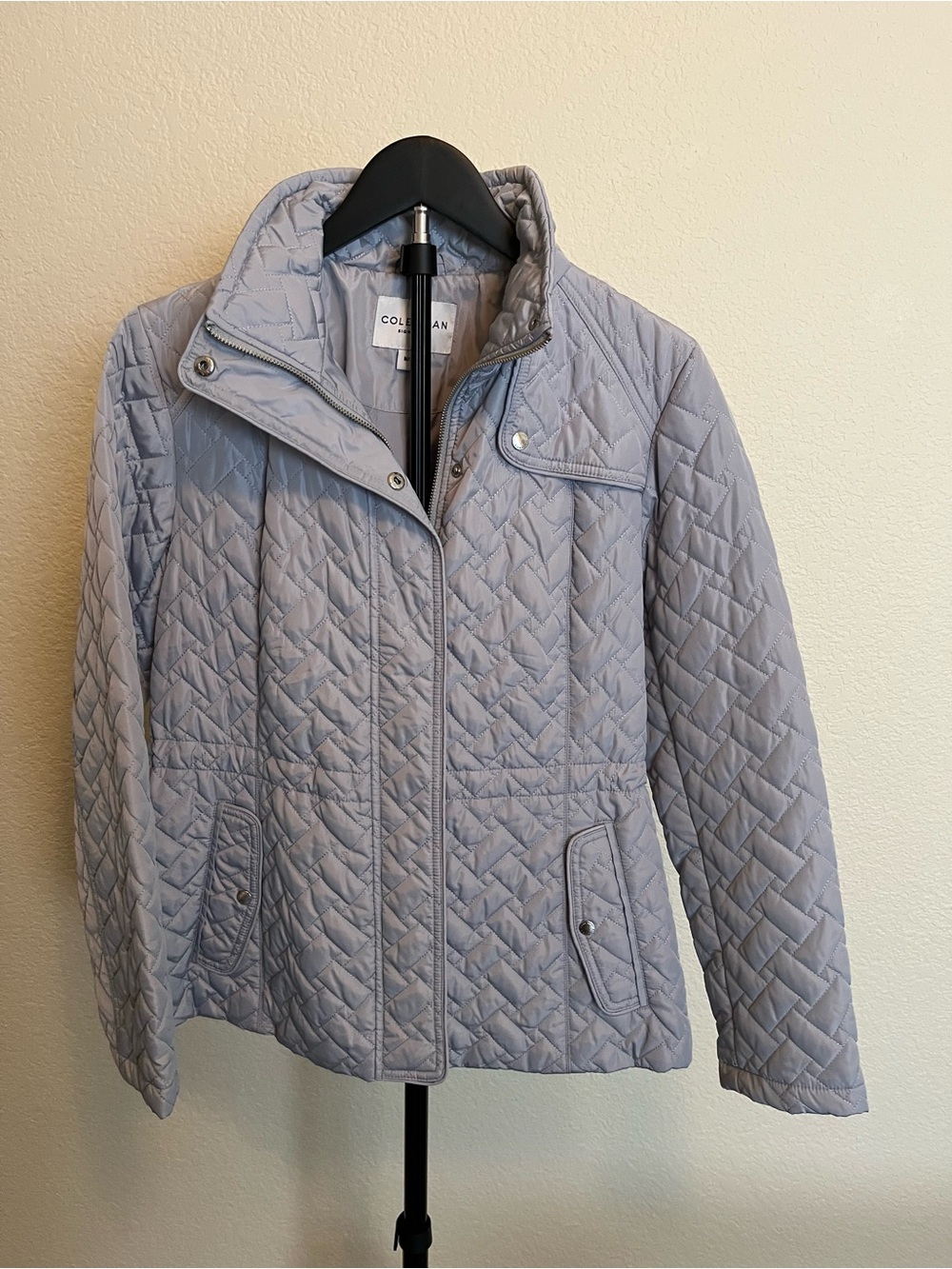 Cole Haan Pale Gray Quilted Packable Puffer Jacket